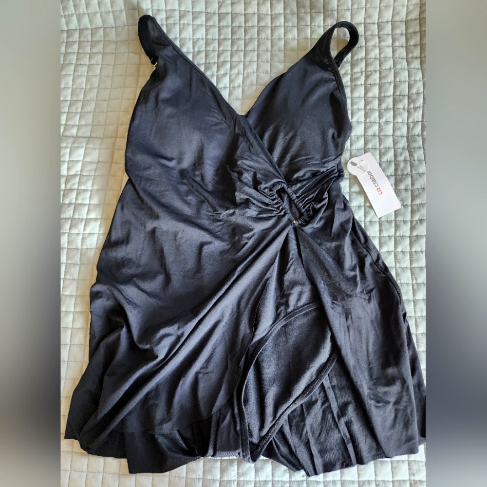 Liz Claiborne Black One-Piece Skirt Swimsuit Size 10